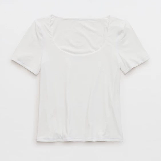 U-Neck Short Sleeve Fitted Basic Cropped Top
