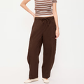 Mid-Rise Drawstring Barrel Leg Utility Pants